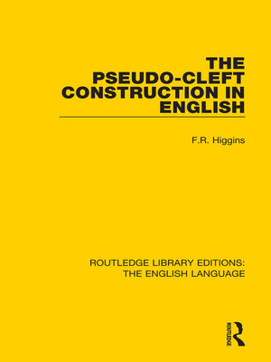 cover image of The Pseudo-Cleft Construction in English